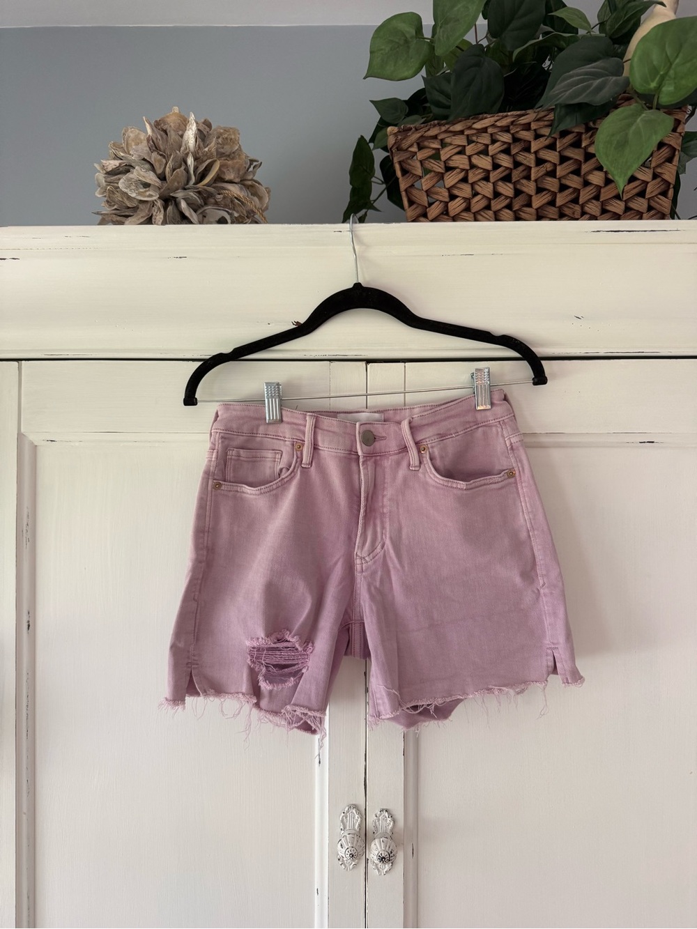 Dear John Pastel Pink Distressed Denim Shorts